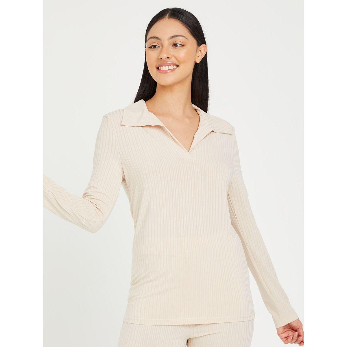 Styli Supersoft Rib Long Sleeves Shirt and Straight Leg Trouser Lounge Set-women-clothing-coordsets-image-2