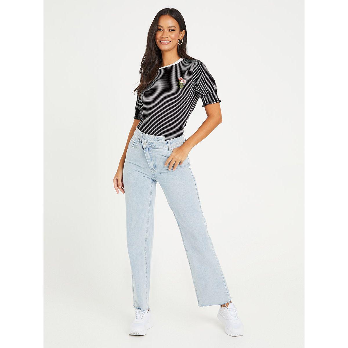 تيشيرت مخطط بقصة عادية من ريد تايب-women-clothing-tshirts-image-2