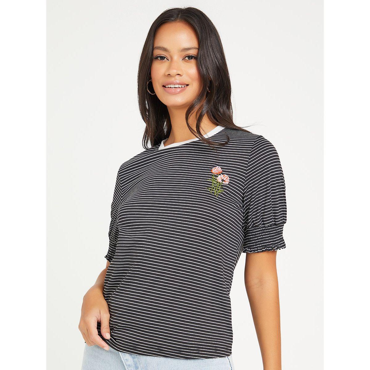 تيشيرت مخطط بقصة عادية من ريد تايب-women-clothing-tshirts-image-3