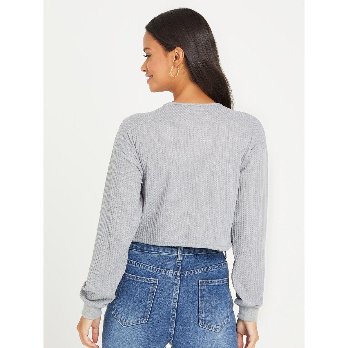 Styli Long Sleeves Round Neck Textured Knit Top with Button Detail-women-clothing-shirtsandblouses-blouses-image-4