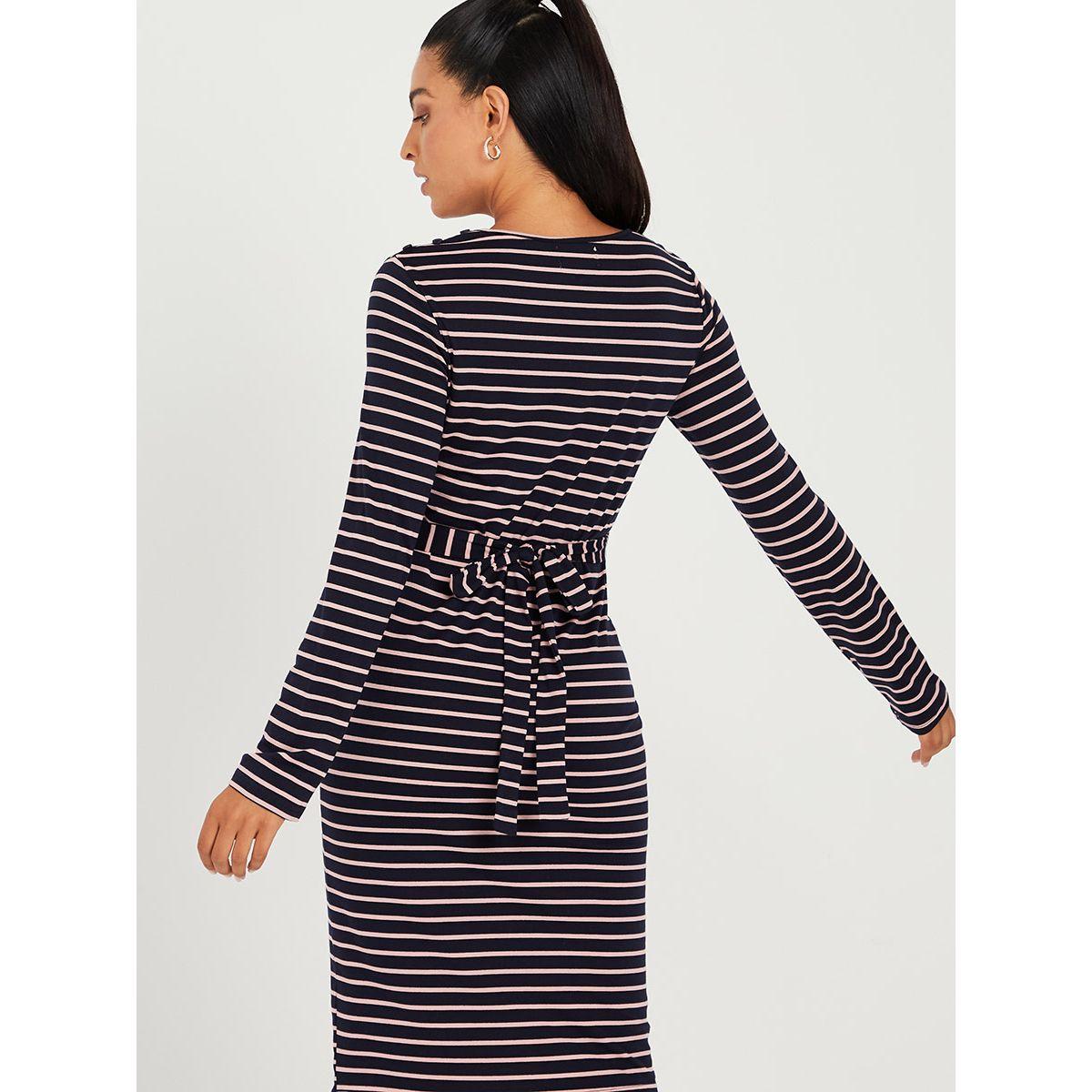 Styli Long Sleeves Striped Bodycon Knee Length Dress with Tie Back-women-clothing-dresses-image-4