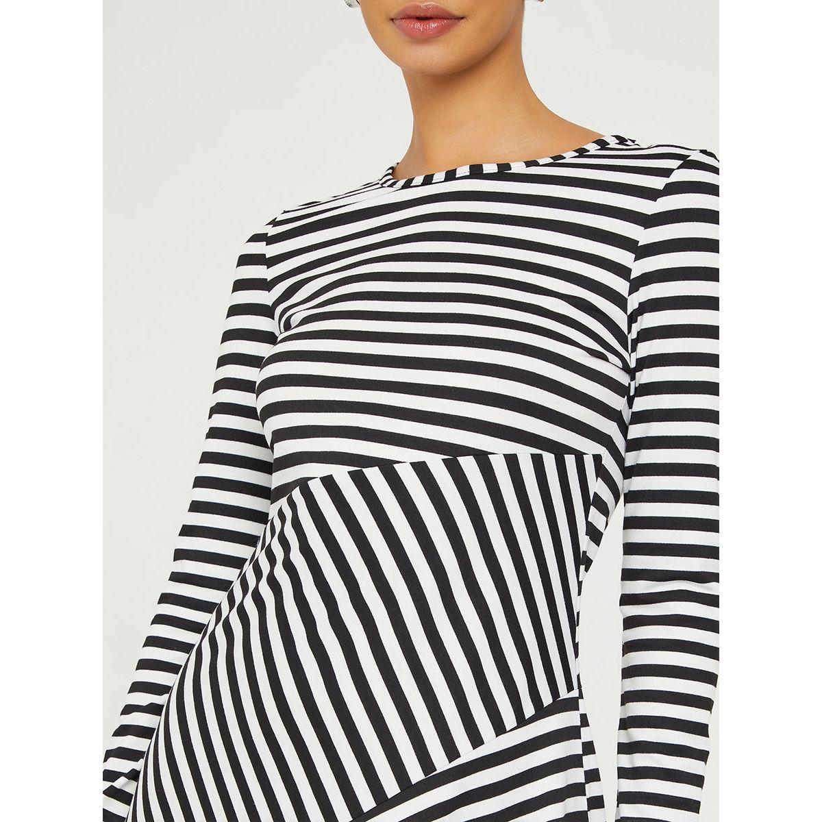 Styli Long Sleeves Striped Round Neck Skater Midi Dress-women-clothing-dresses-image-4