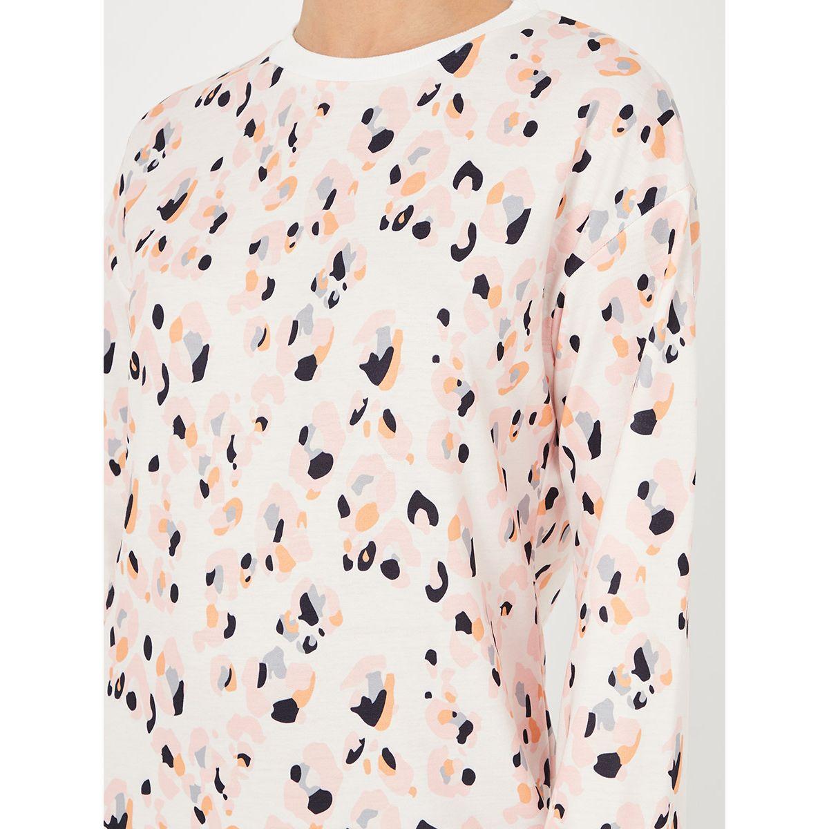 Styli Cuffed Sleeves Animal Print T-shirt Knee Length Dress-women-clothing-dresses-image-3