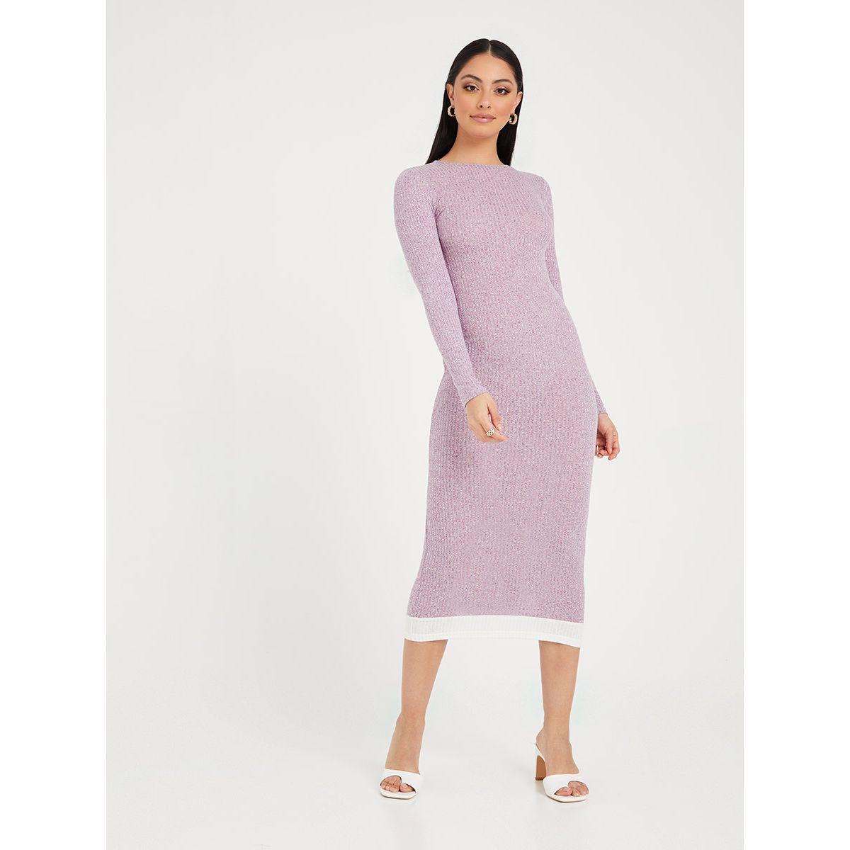 Styli Long Sleeves Round Neck Bodycon Midi Dress-women-clothing-dresses-image-1
