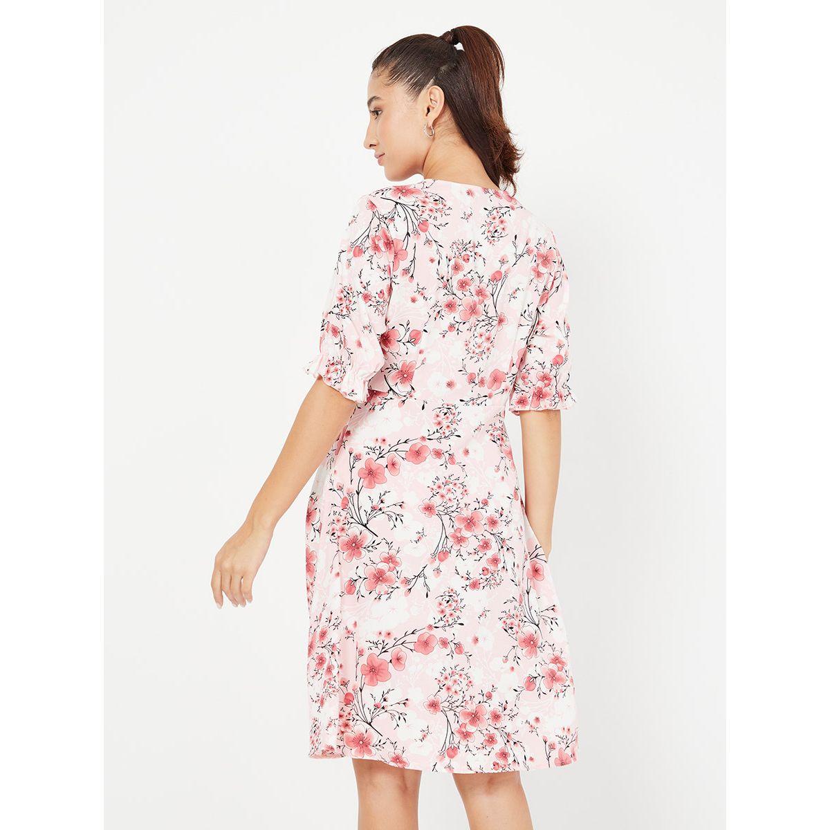 Styli Short Sleeves Floral Print Shift Knee Length Dress-women-clothing-dresses-image-4