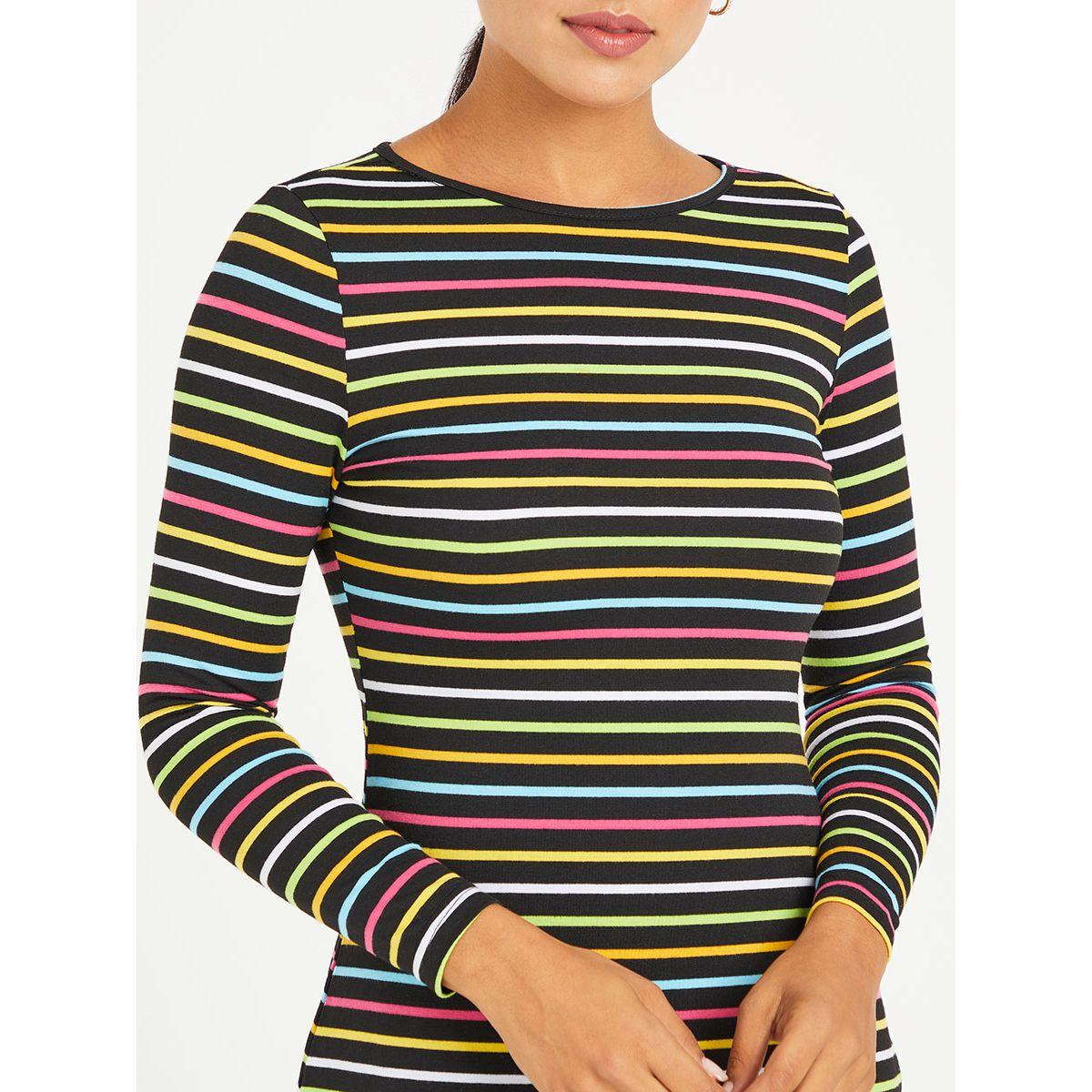 Styli Long Sleeves Striped T-shirt Maxi Dress with Back Split Hem-women-clothing-dresses-image-3