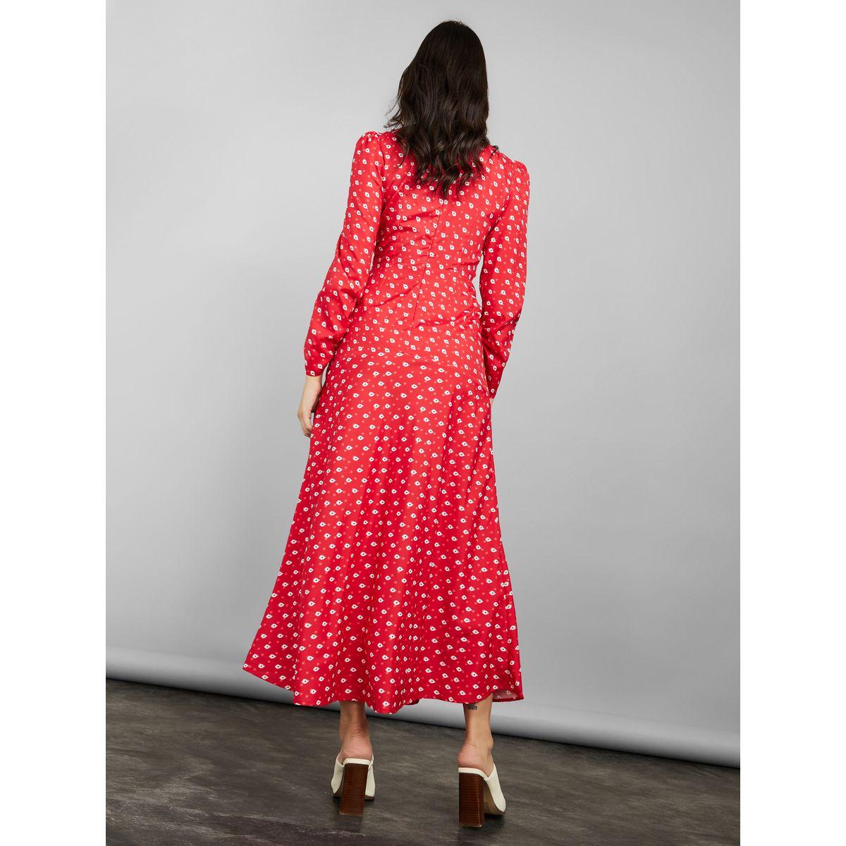 Styli Long Sleeves Raindrop Print A-Line Maxi Dress with Gathered Detail-women-clothing-dresses-image-4