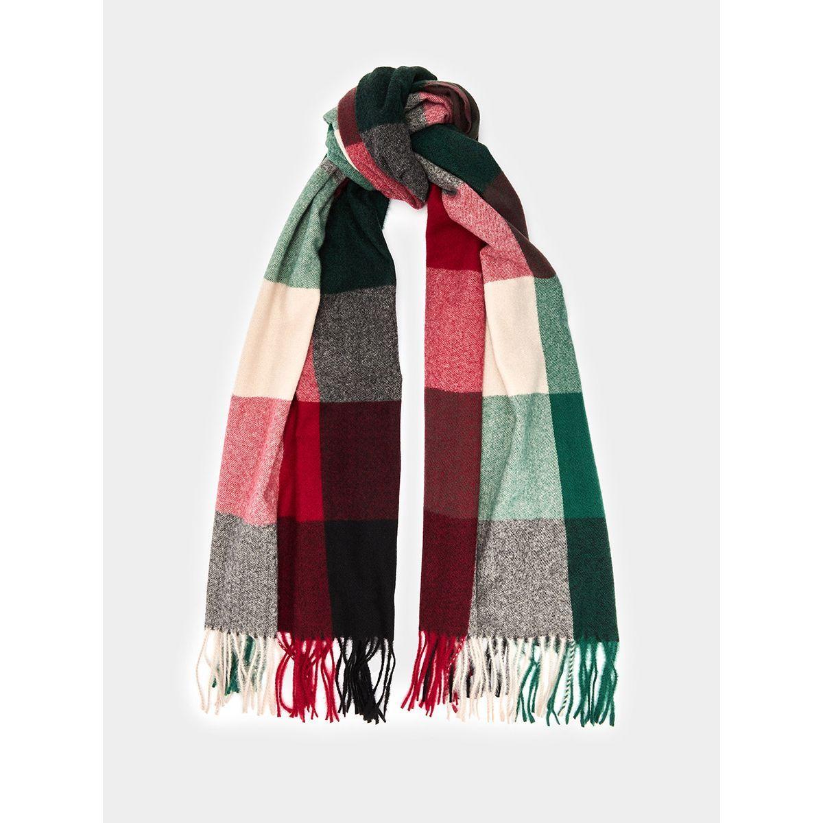 Styli Unisex Oversized Checked Scarf with Tassel Detail-women-winterwear-scarves-image-1
