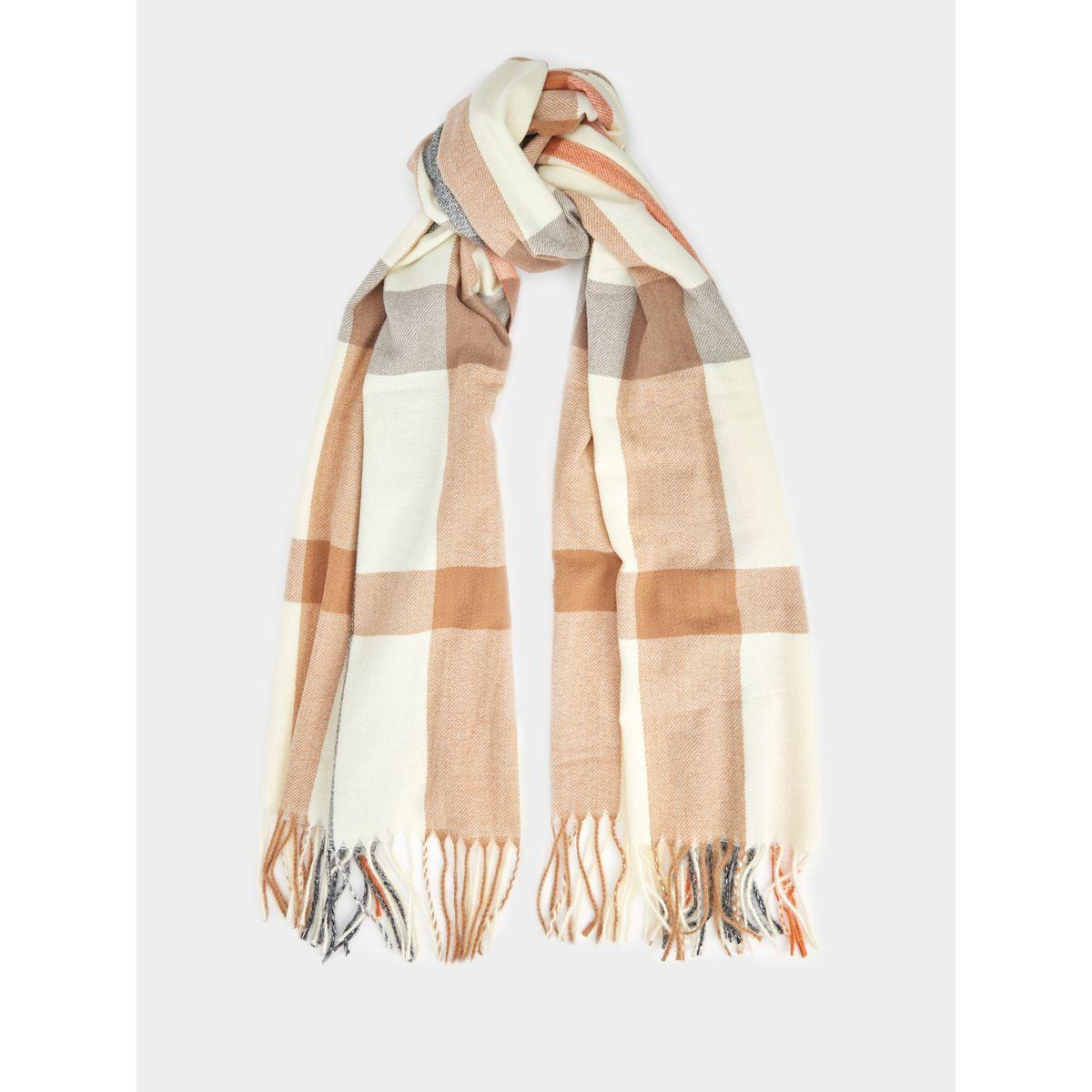 Styli Tassel Edge Oversized Checked Scarf-women-winterwear-scarves-image-1