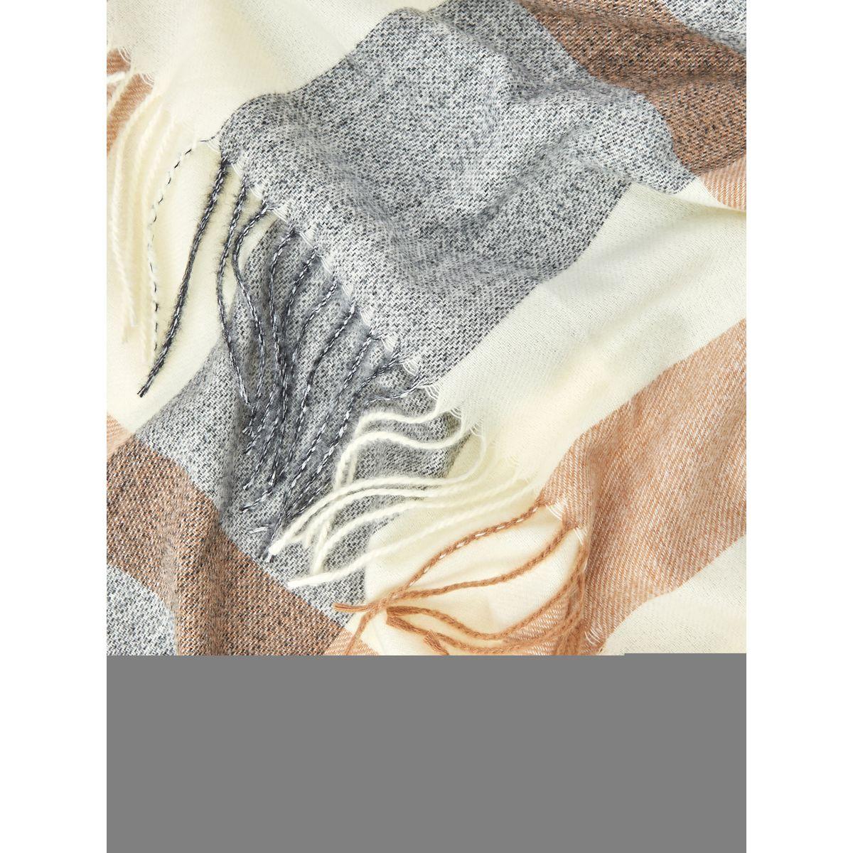Styli Tassel Edge Oversized Checked Scarf-women-winterwear-scarves-image-4
