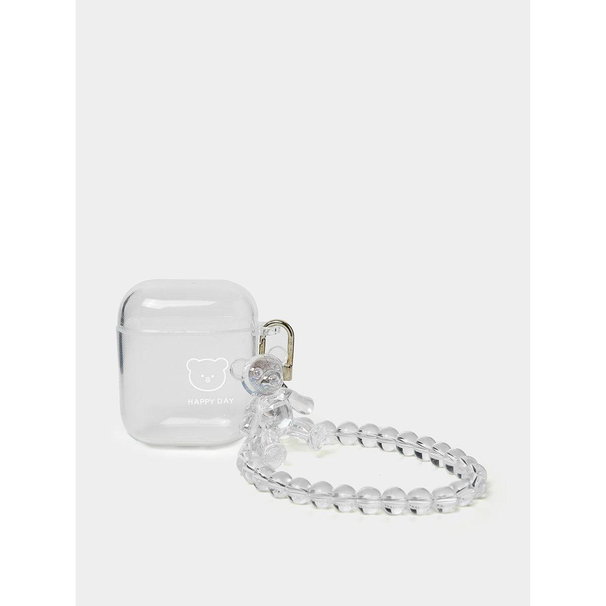 Styli Transparent Airpod Protective Case with Bear Bead Strap-electronics-headphonesandearphones-image-1