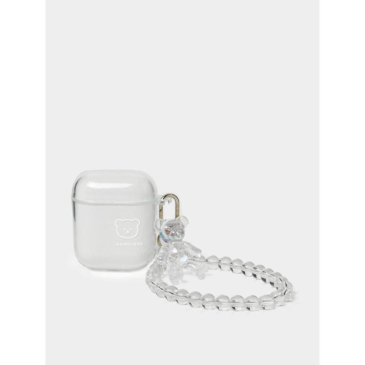 Styli Transparent Airpod Protective Case with Bear Bead Strap-electronics-headphonesandearphones-image-2