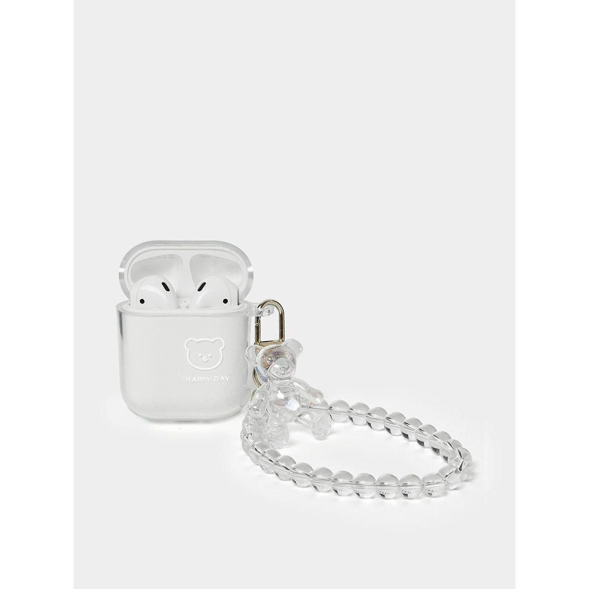 Styli Transparent Airpod Protective Case with Bear Bead Strap-electronics-headphonesandearphones-image-3