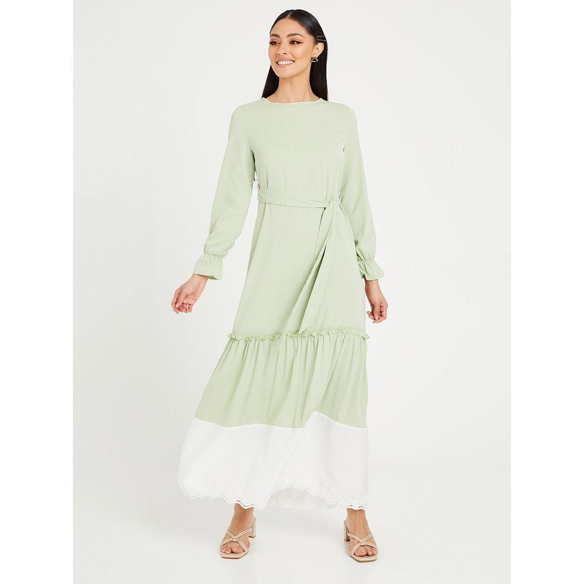 Styli Long Sleeves Colorblock Tiered Maxi Dress-women-clothing-dresses-image-1