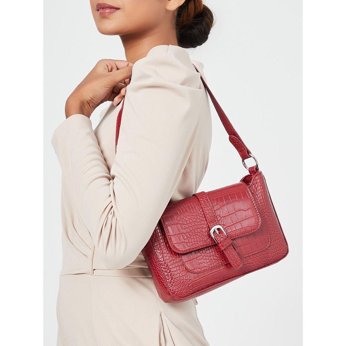 Styli Croc Textured Shoulder Bag with Extra Shoulder Strap-women-bagsandwallets-handbags-image-2