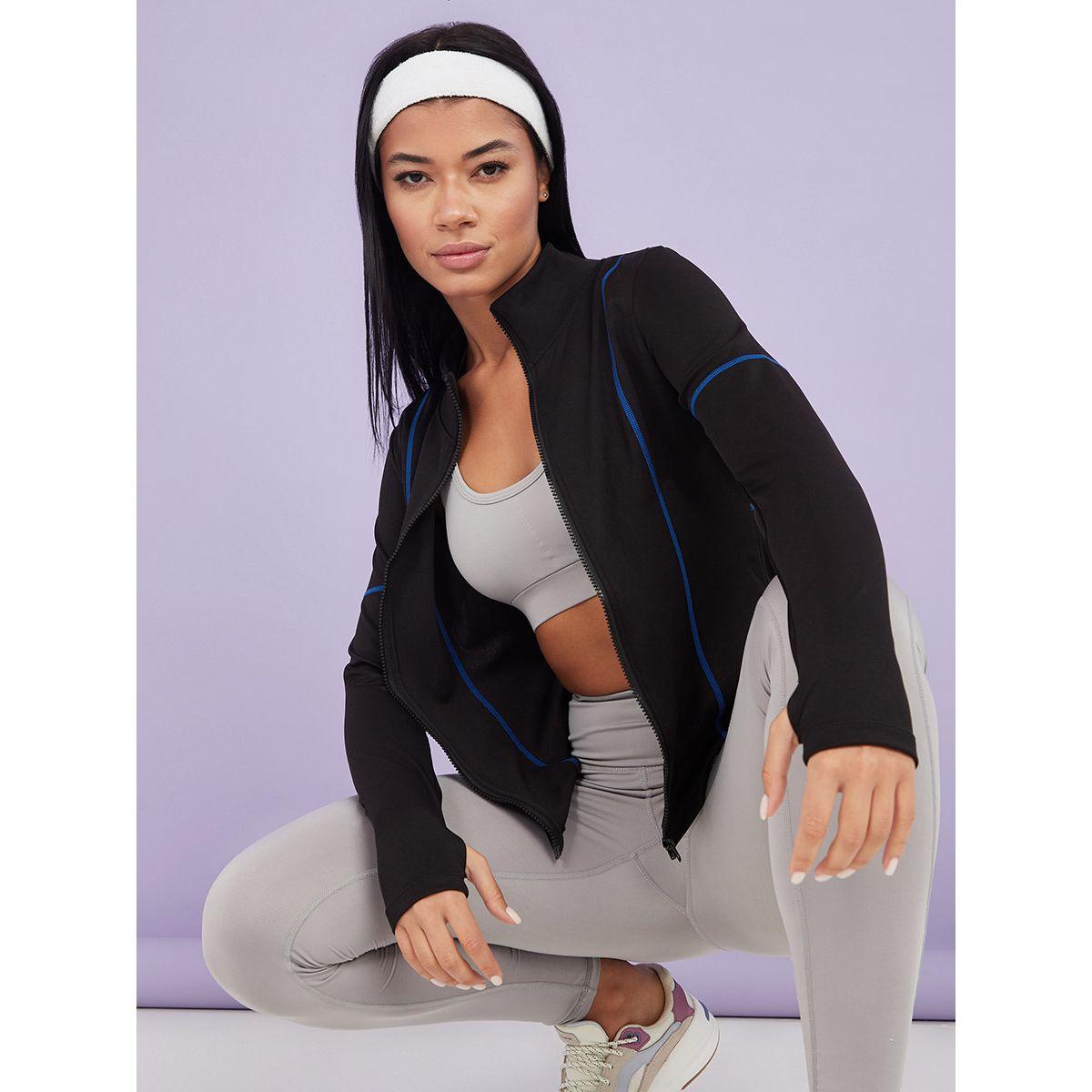Styli Contrast Zip Up Thumbhole Detail Active Jacket-women-clothing-sportswearandactivewear-tshirtsandvests-image-1