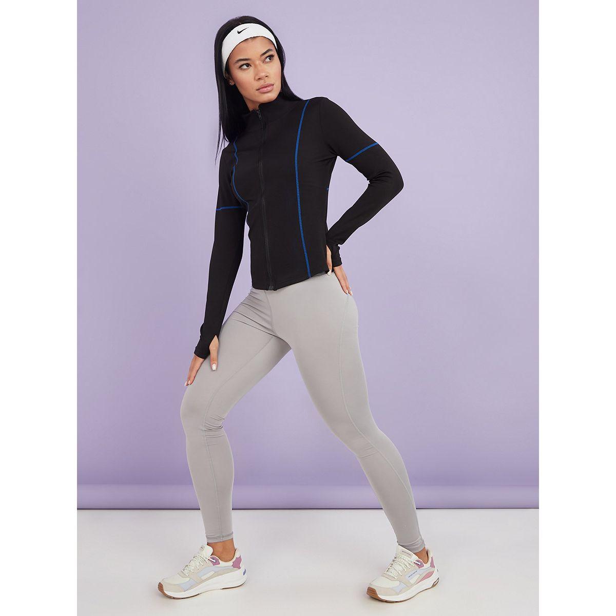 Styli Contrast Zip Up Thumbhole Detail Active Jacket-women-clothing-sportswearandactivewear-tshirtsandvests-image-2