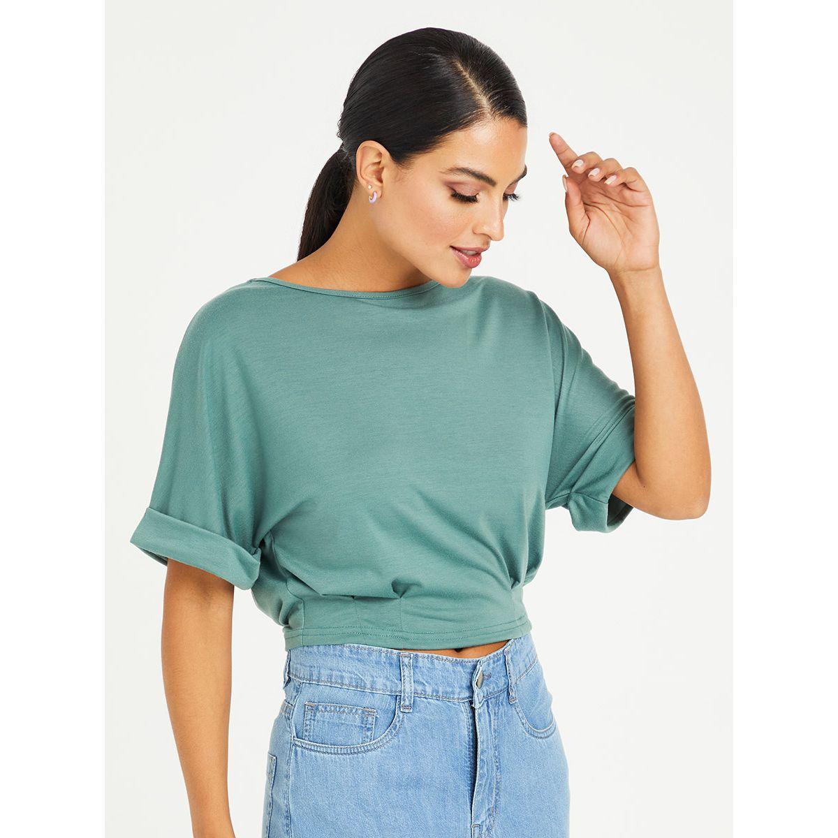 تيشيرت قصير باكمام قصيرة مطوية من ريد تايب-women-clothing-tshirts-image-1