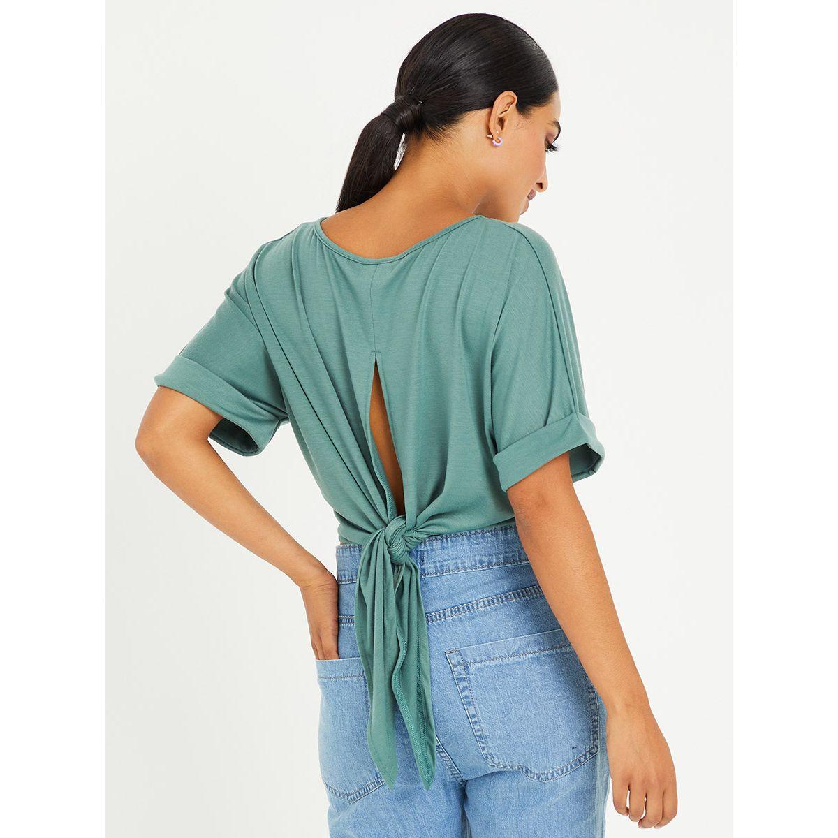 تيشيرت قصير باكمام قصيرة مطوية من ريد تايب-women-clothing-tshirts-image-4