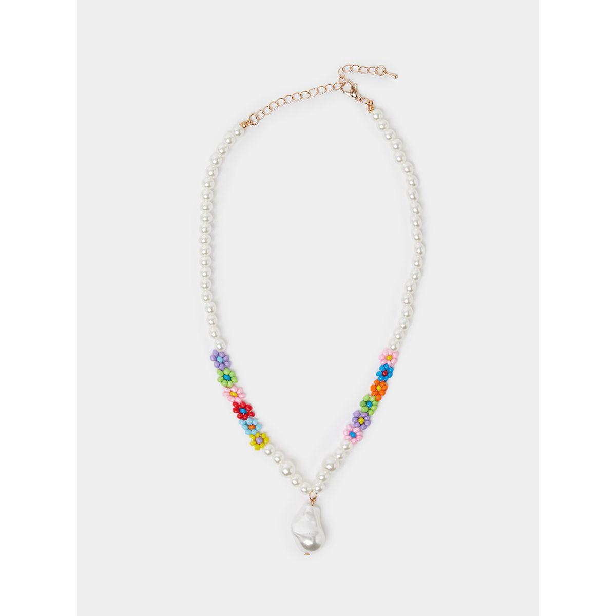 Styli Beaded Short Necklace with Pearl Pendant-women-watchesandjewellery-jewellery-necklacesandpendants-image-2