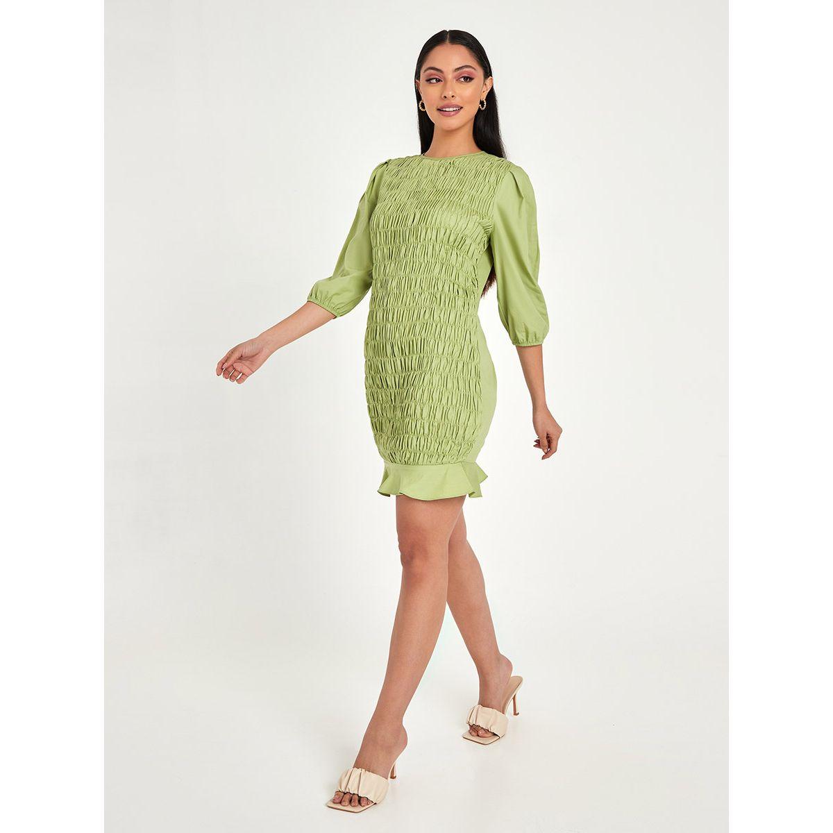 فستان قصير بتفاصيل مزمومة-women-clothing-dresses-image-2