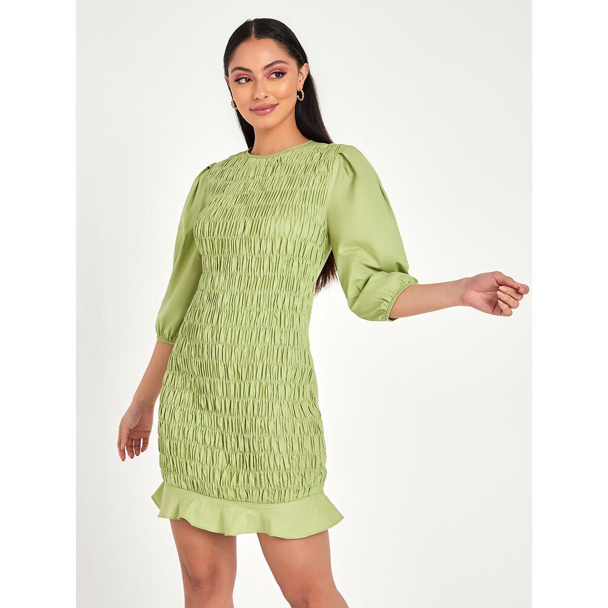 فستان قصير بتفاصيل مزمومة-women-clothing-dresses-image-5