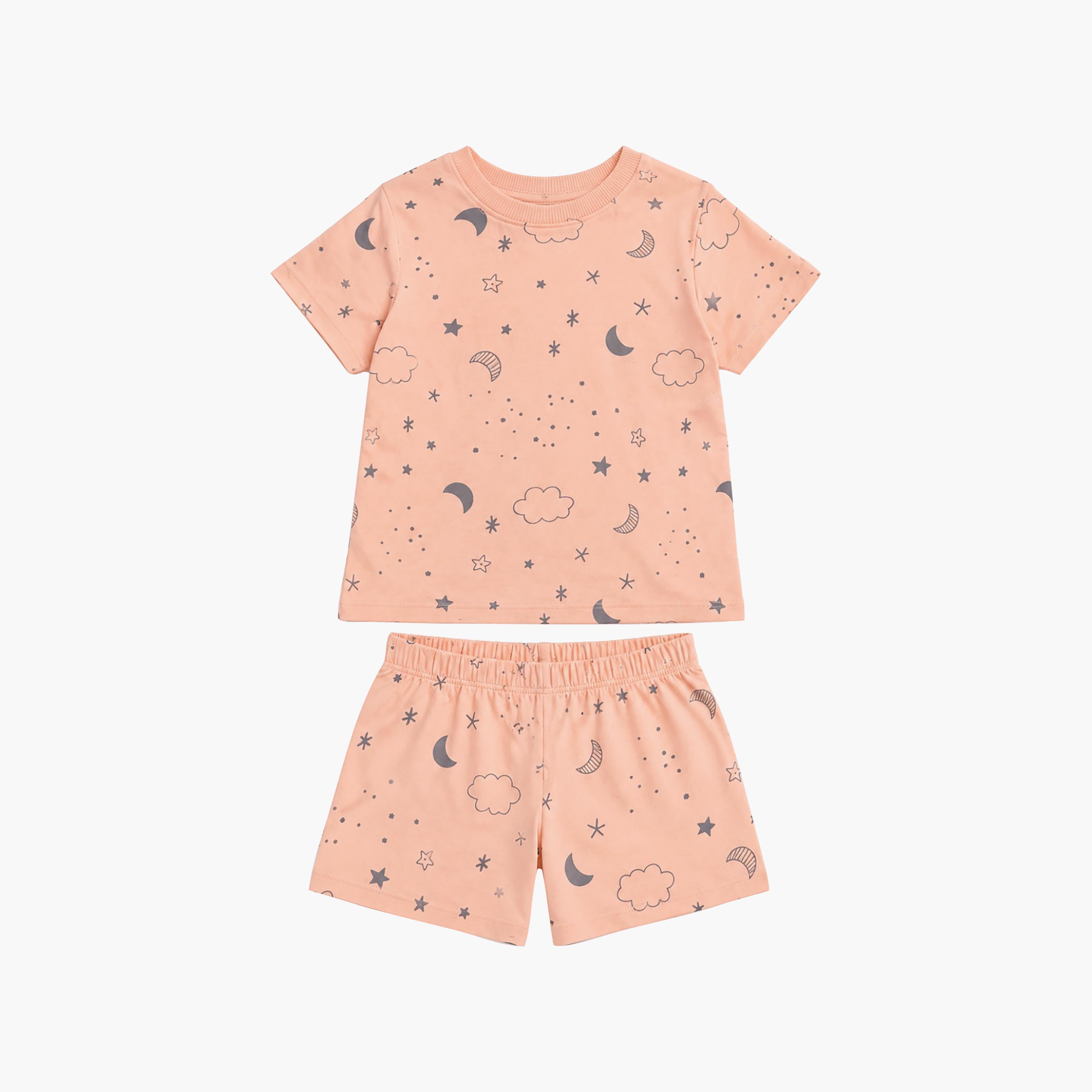Babyqlo Moon Star Print Short Sleeves T-Shirt & Shorts Co-ord Set-boys-clothing-setsandcoords-image-6