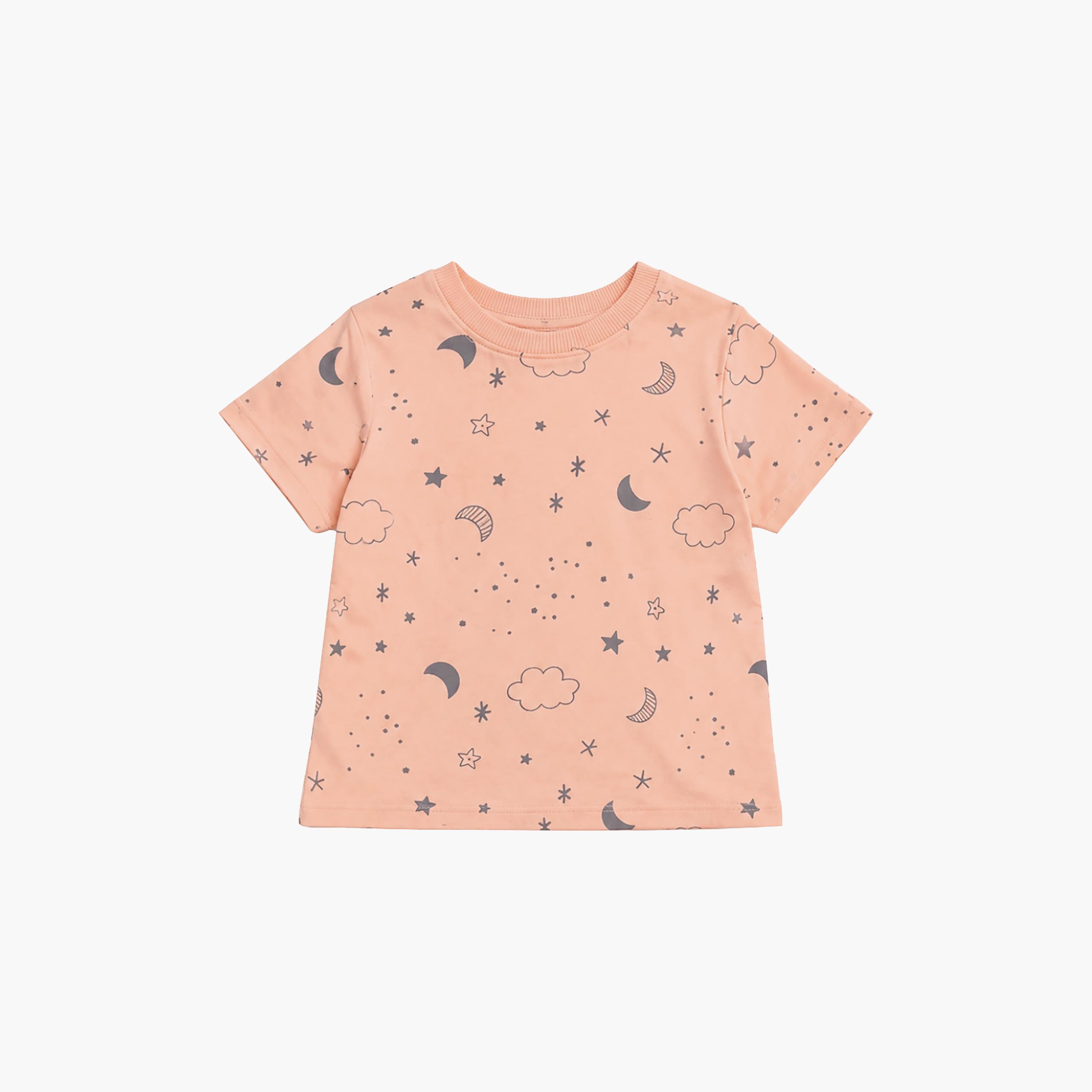 Babyqlo Moon Star Print Short Sleeves T-Shirt & Shorts Co-ord Set-boys-clothing-setsandcoords-image-7