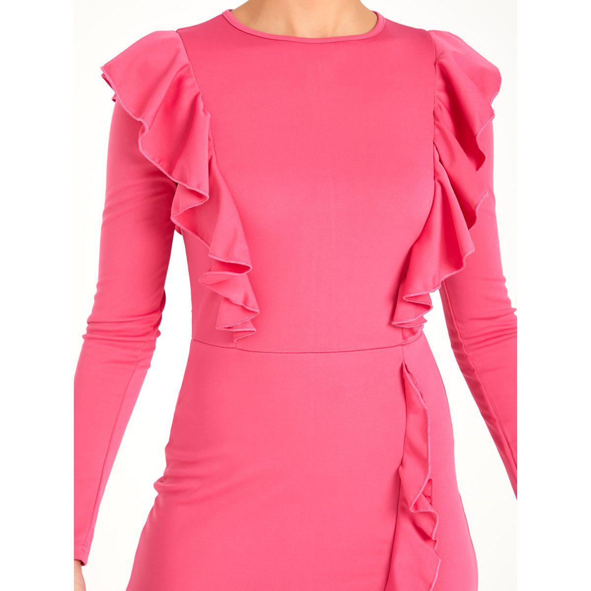 Styli Long Sleeves Ruffle Detail A-Line Midi Dress-women-clothing-dresses-image-3