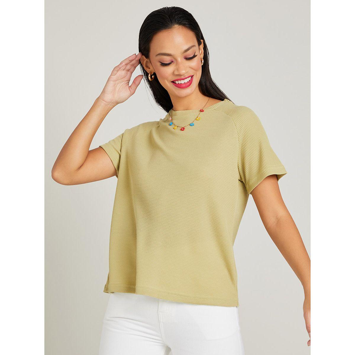 تيشيرت بياقة دائرية واكمام ريجلان من ريد تايب-women-clothing-tshirts-image-1