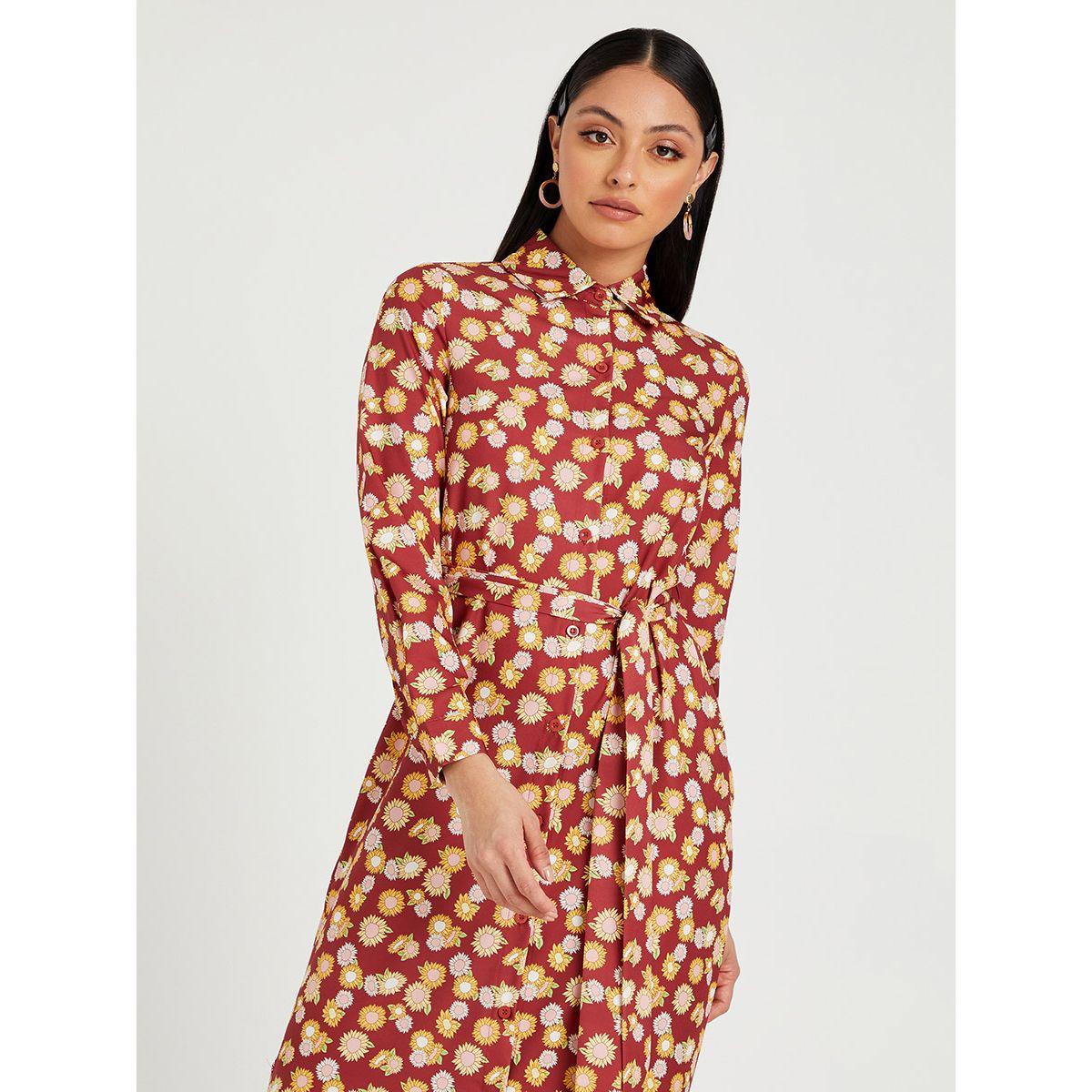 Styli Long Sleeves Floral Print Shirt Maxi Dress-women-clothing-dresses-image-2