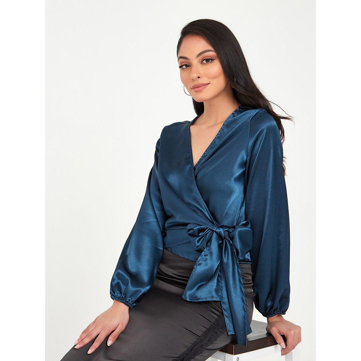 بلوزة بنمط لف واكمام طويلة-women-clothing-shirtsandblouses-blouses-image-2