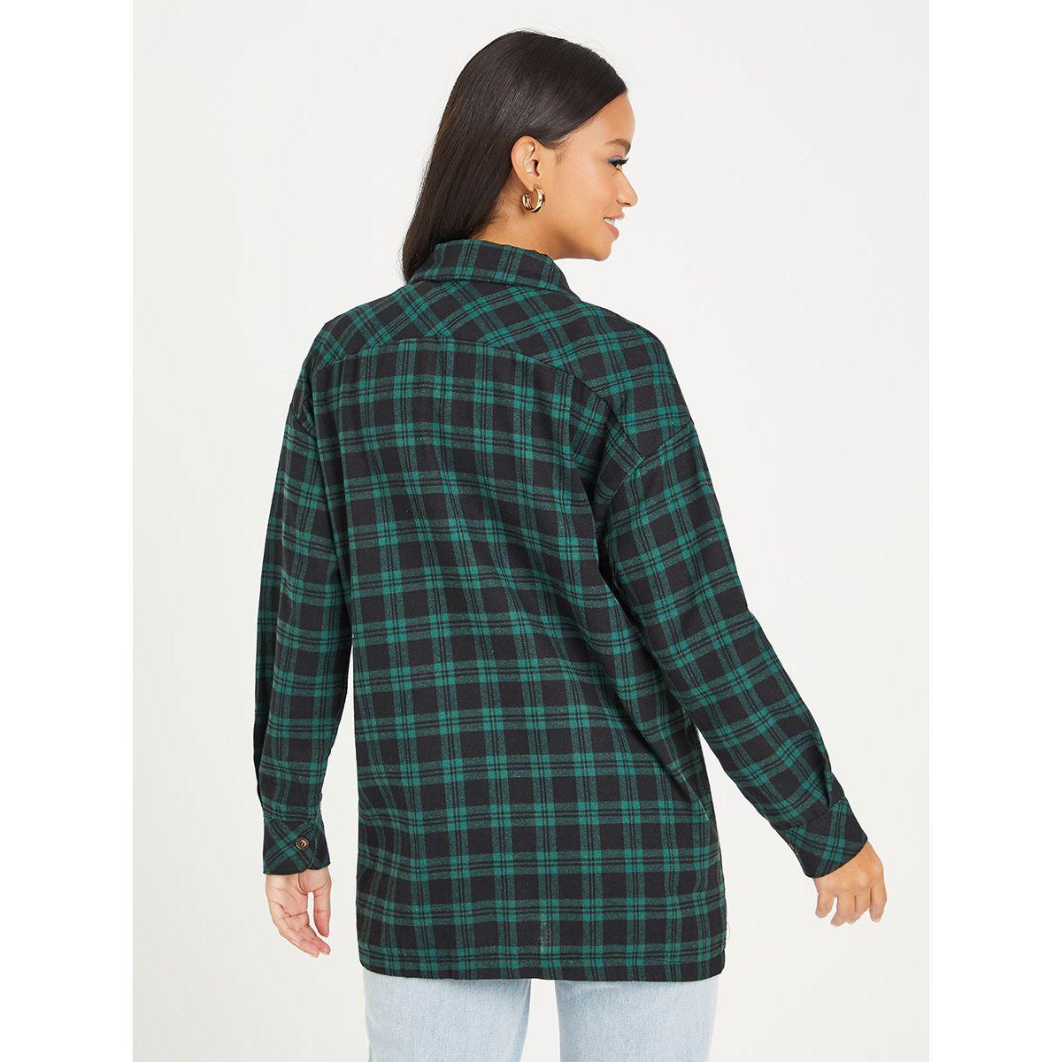 Styli Long Sleeves Checked Plaid Oversized Shirt with Patch Pocket-women-clothing-shirtsandblouses-shirts-image-5