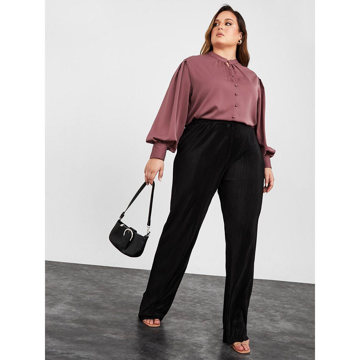 Styli Plus High Waist Plisse Wide Leg Trouser-women-clothing-bottoms-trousers-image-2