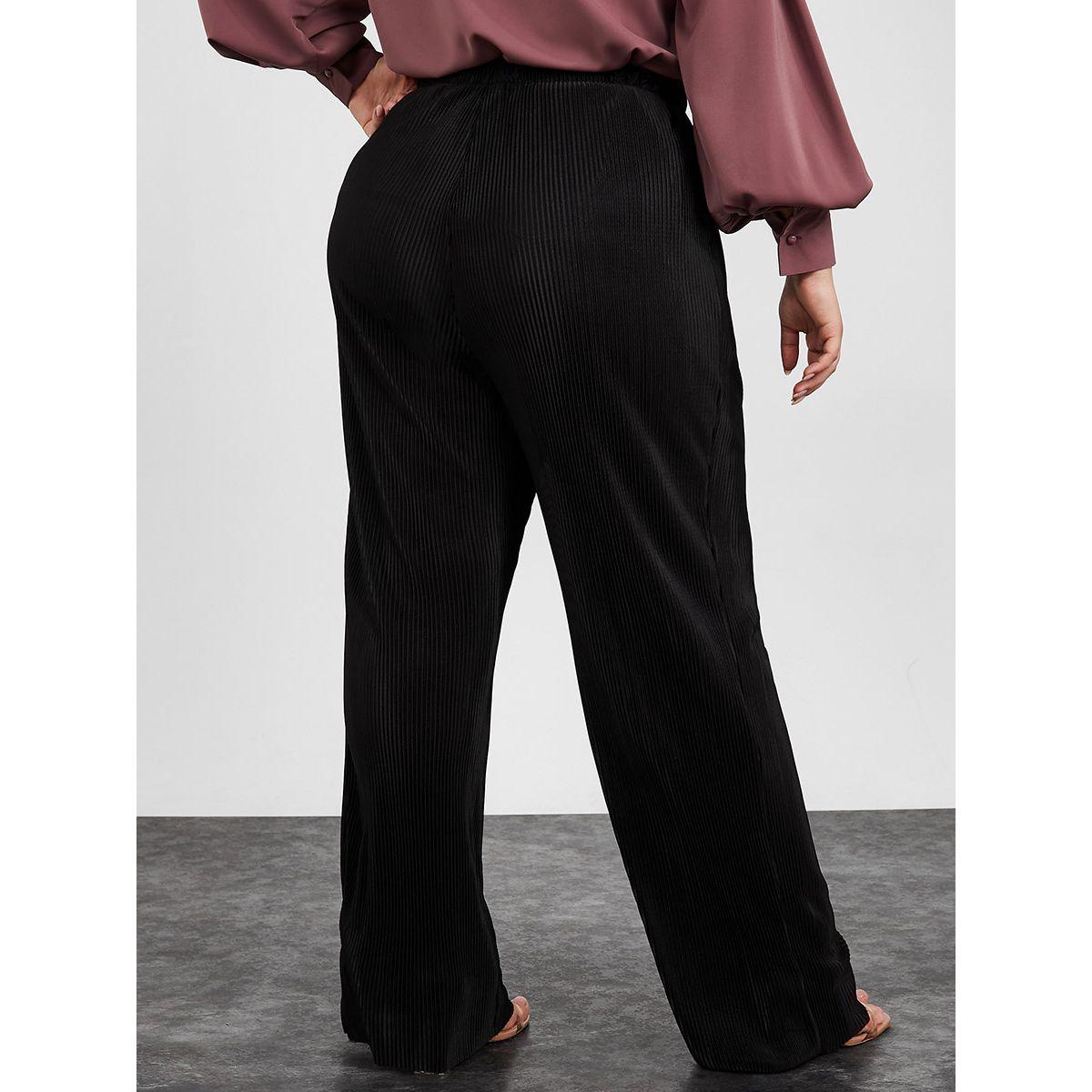 Styli Plus High Waist Plisse Wide Leg Trouser-women-clothing-bottoms-trousers-image-4