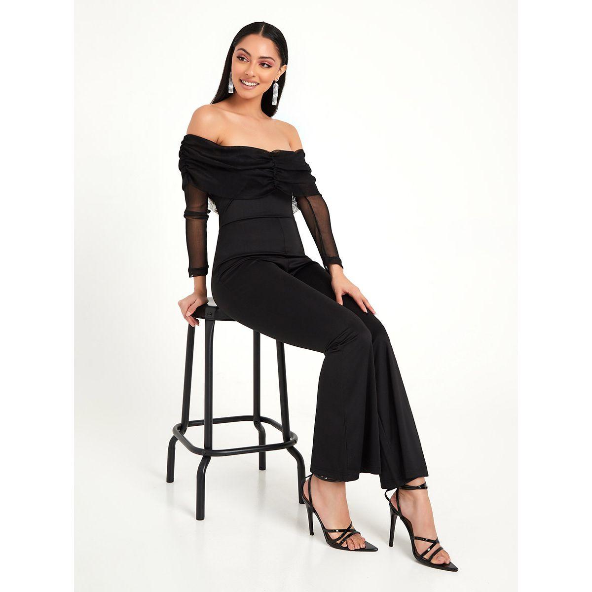 Styli Off Shoulder Mesh Insert Wide Leg Jumpsuit-women-clothing-jumpsuits-image-1