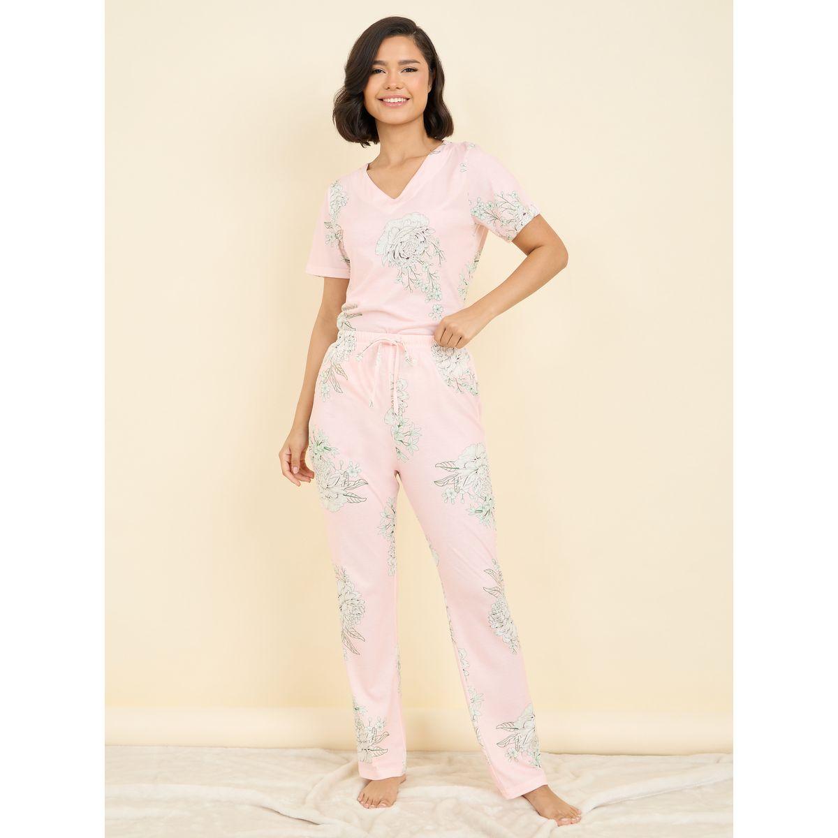 مجموعة من بنطال بيجاما وتيشيرت مطبع بالكامل-women-clothing-nightwear-pyjamas-longsets-image-2