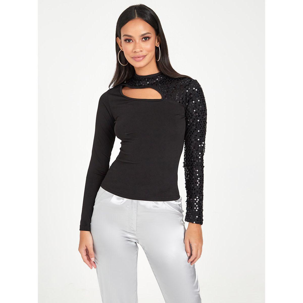Styli Long Sleeves Embellished High Neck Knit Top-women-clothing-shirtsandblouses-blouses-image-2