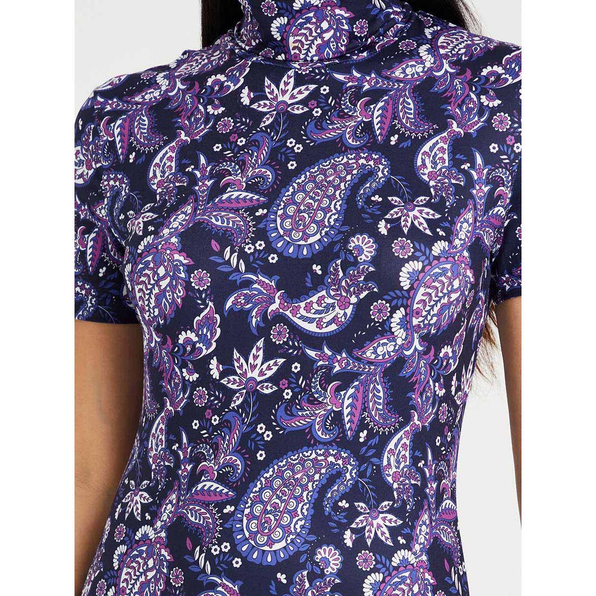 Styli Short Sleeves High Neck Paisley Print A-Line Maxi Dress-women-clothing-dresses-image-3