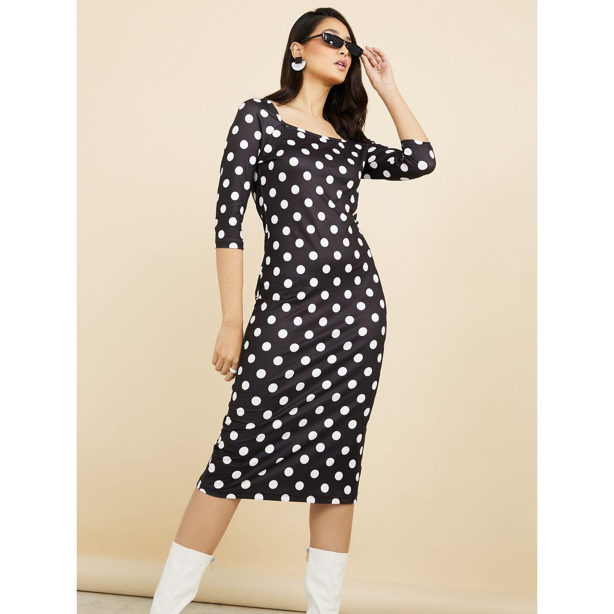 فستان ميدي مطبع بنقاط بولكا من ريد تايب-women-clothing-dresses-image-1