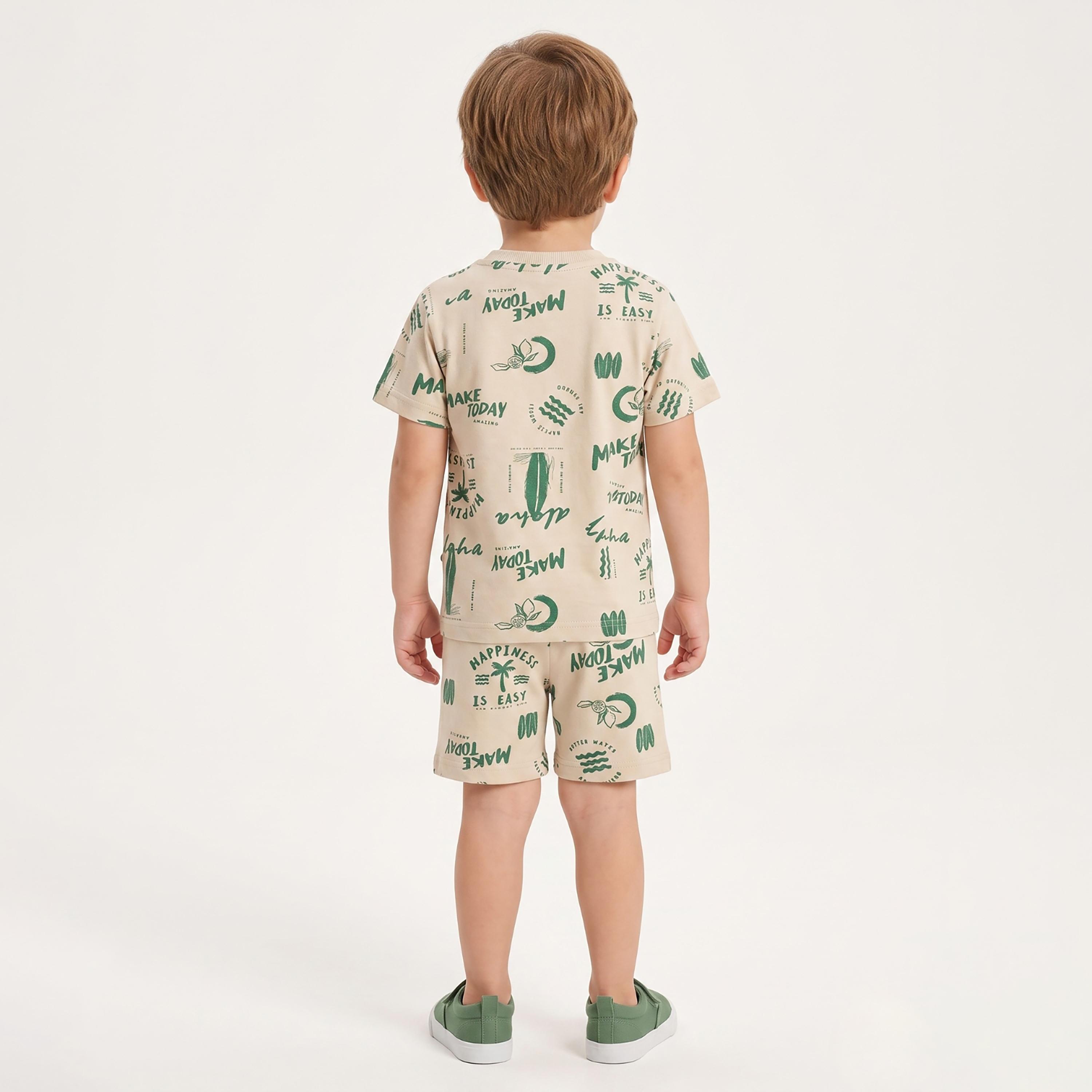 Babyqlo Printed Short Sleeves T-Shirt & Shorts Co-ord Set-boys-clothing-setsandcoords-image-2