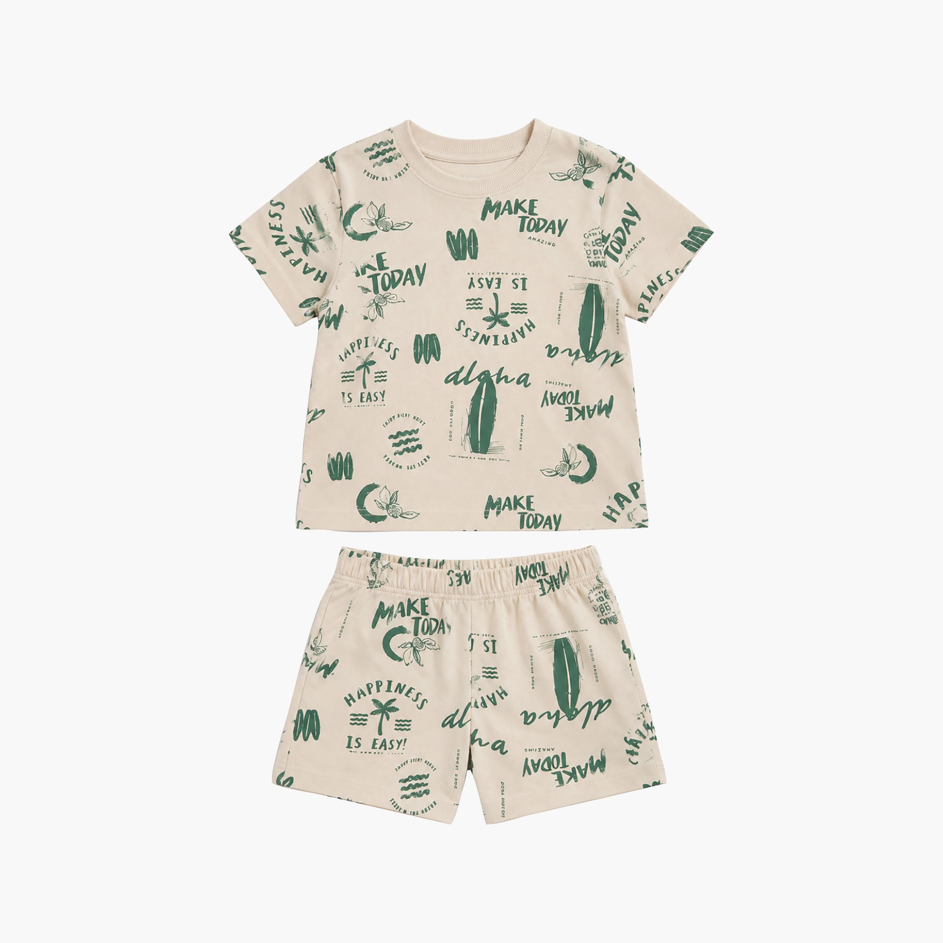 Babyqlo Printed Short Sleeves T-Shirt & Shorts Co-ord Set-boys-clothing-setsandcoords-image-6