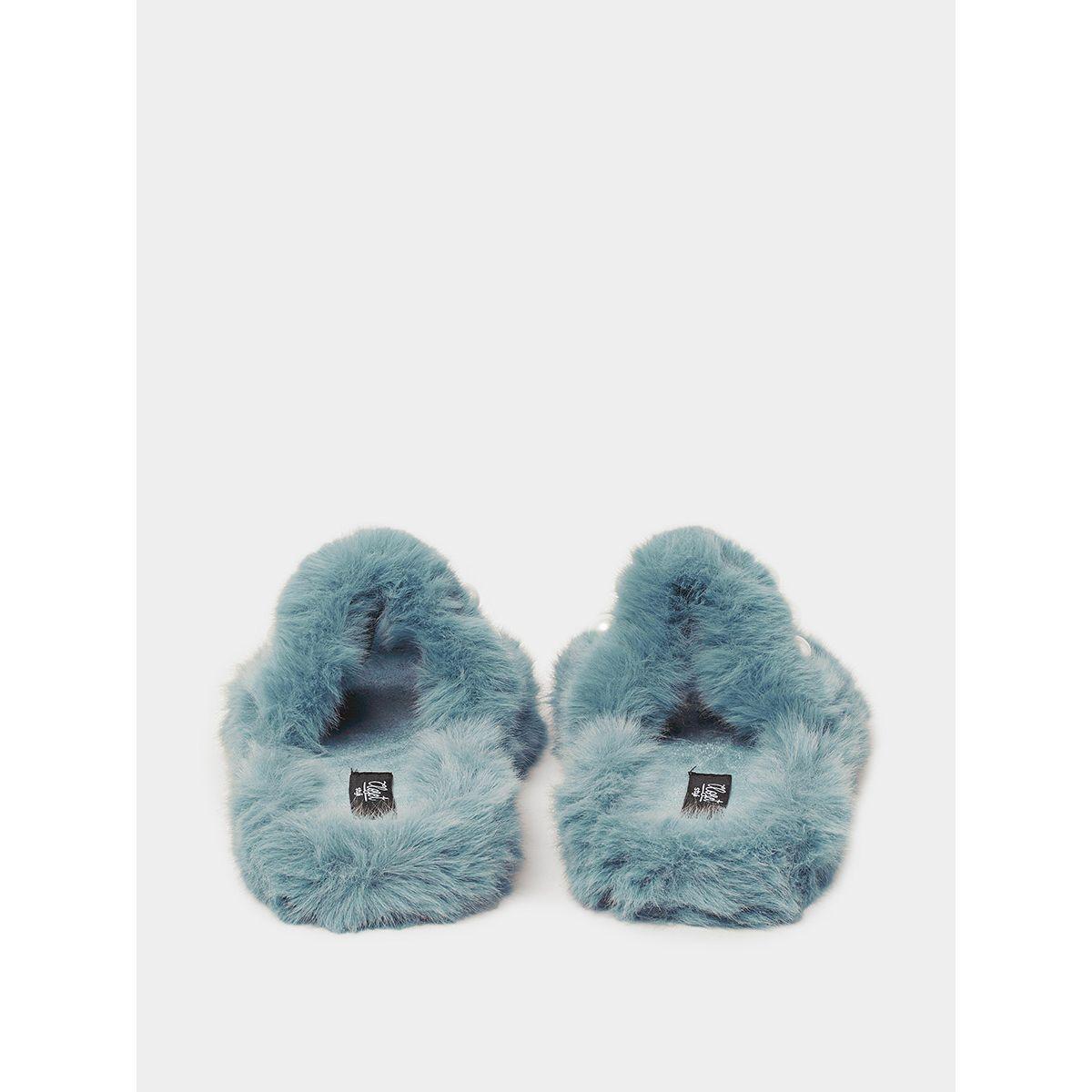 شبشب مزين بفرو اصطناعي و سلسلة من ستايلي-women-shoes-bedroomslippers-image-7
