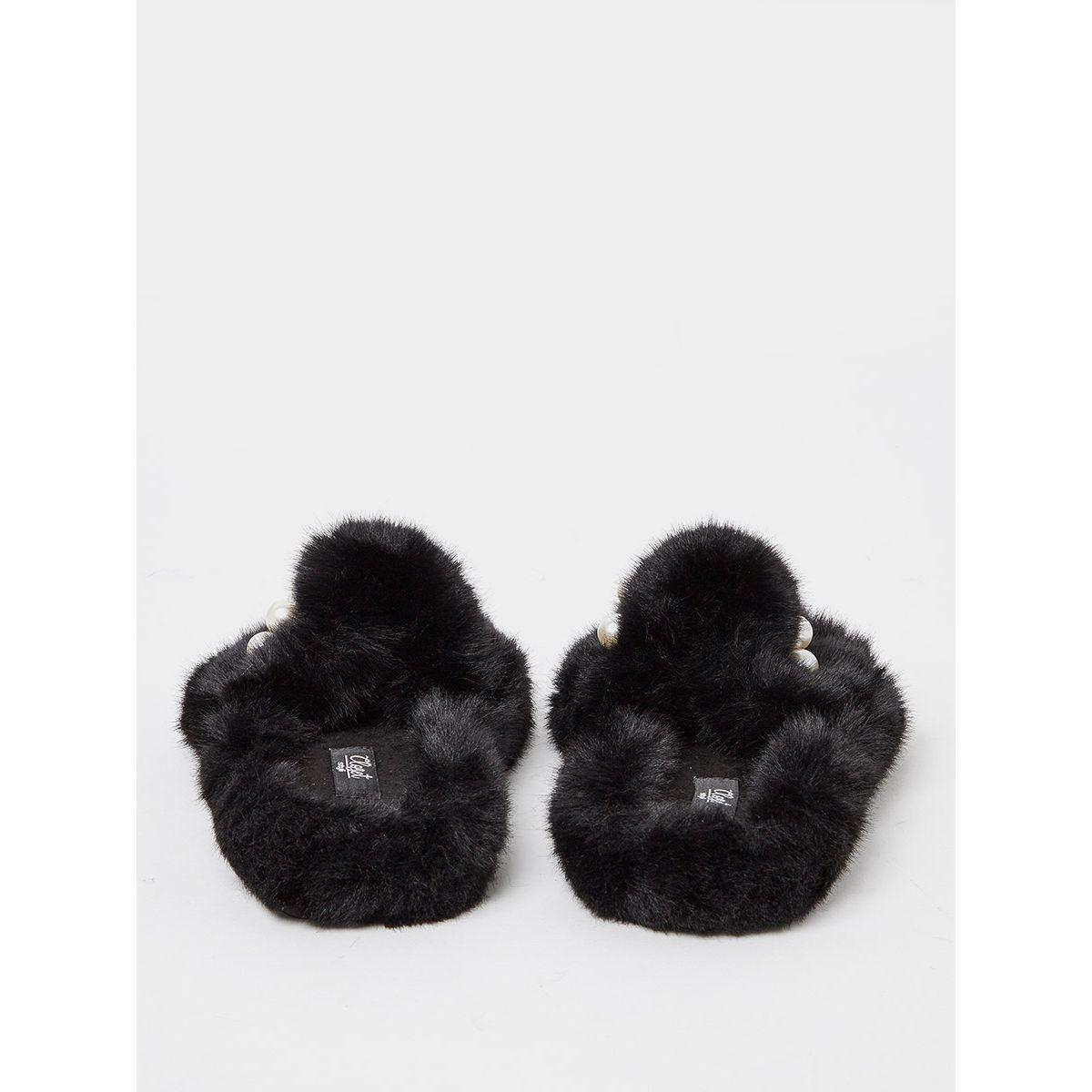 شبشب بفرو اصطناعي مزين بلؤلؤ من ستايلي-women-shoes-bedroomslippers-image-5