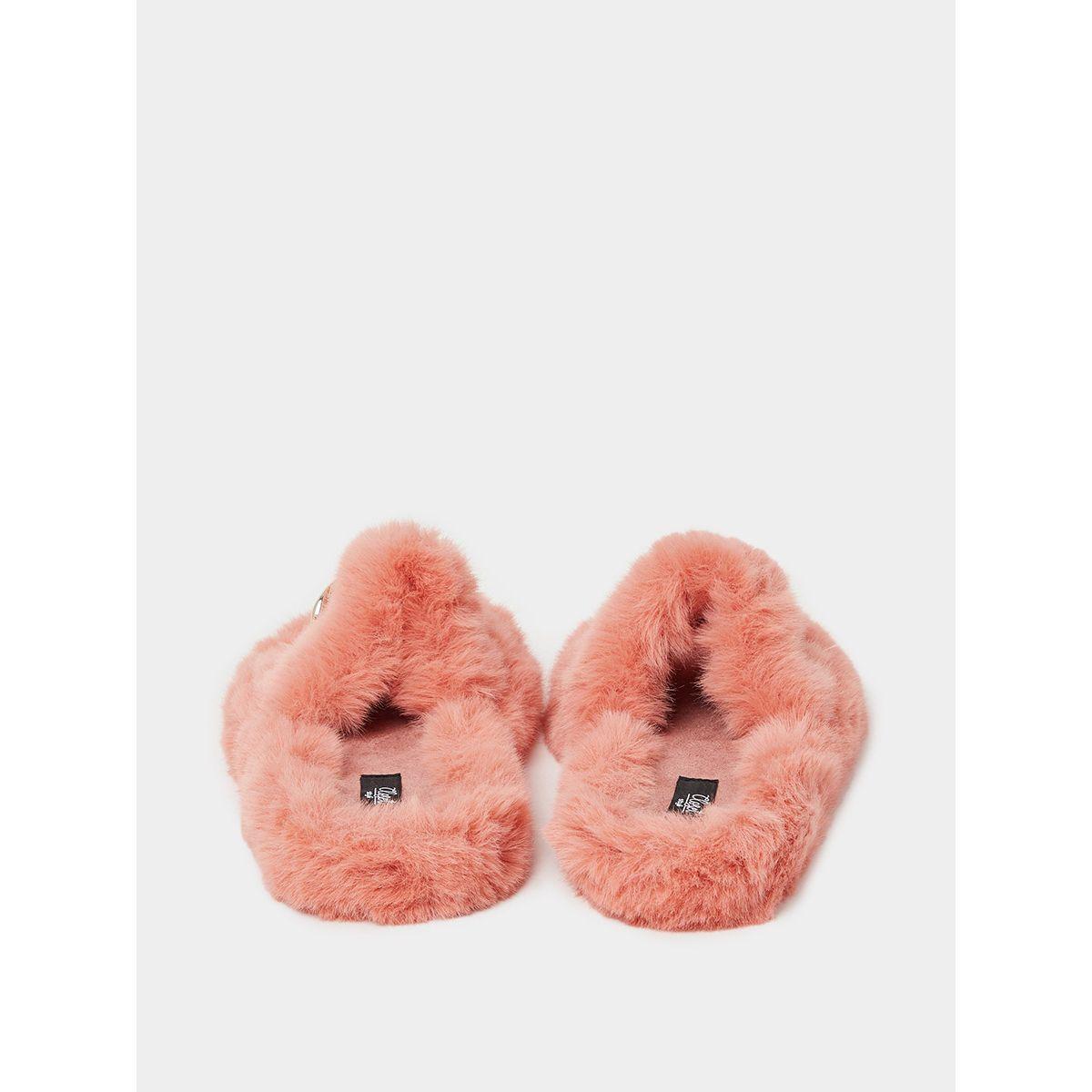 Styli Chain Detail Faux Fur Bedroom Slippers-women-shoes-bedroomslippers-image-6