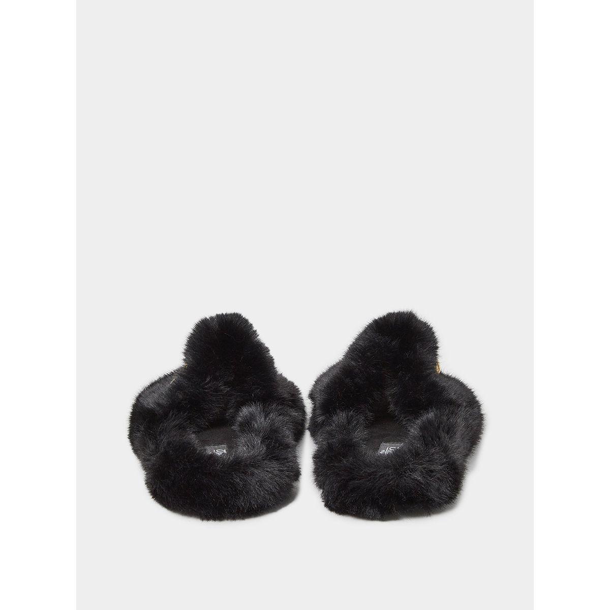 Styli Chain Detail Faux Fur Bedroom Slippers-women-shoes-bedroomslippers-image-5