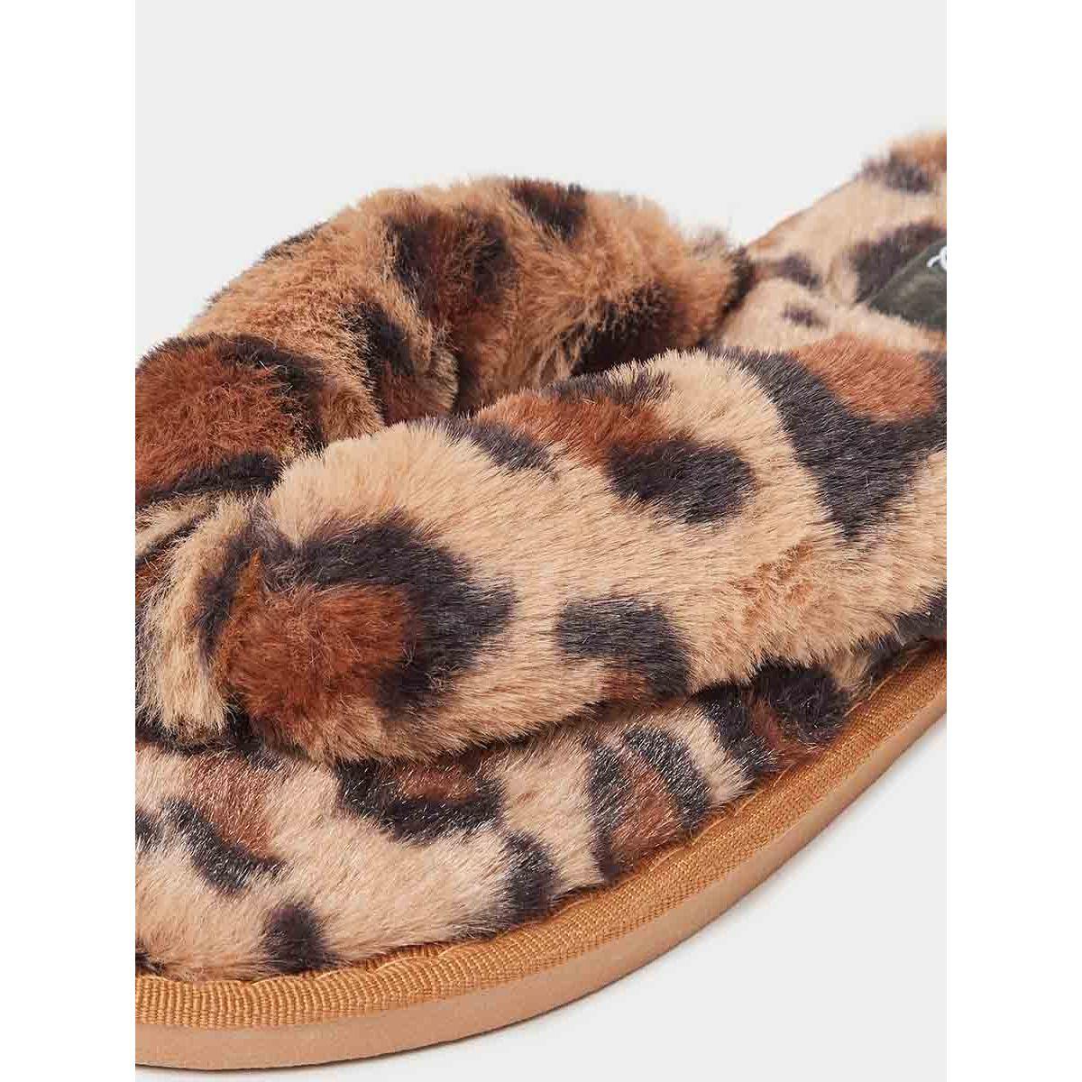 Styli Leopard Print Faux Fur Thong Bedroom Slippers-women-shoes-bedroomslippers-image-6