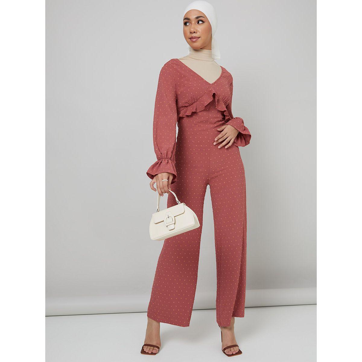 جمبسوت باكمام طويلة وكشكش من ريد تايب-women-clothing-jumpsuits-image-1