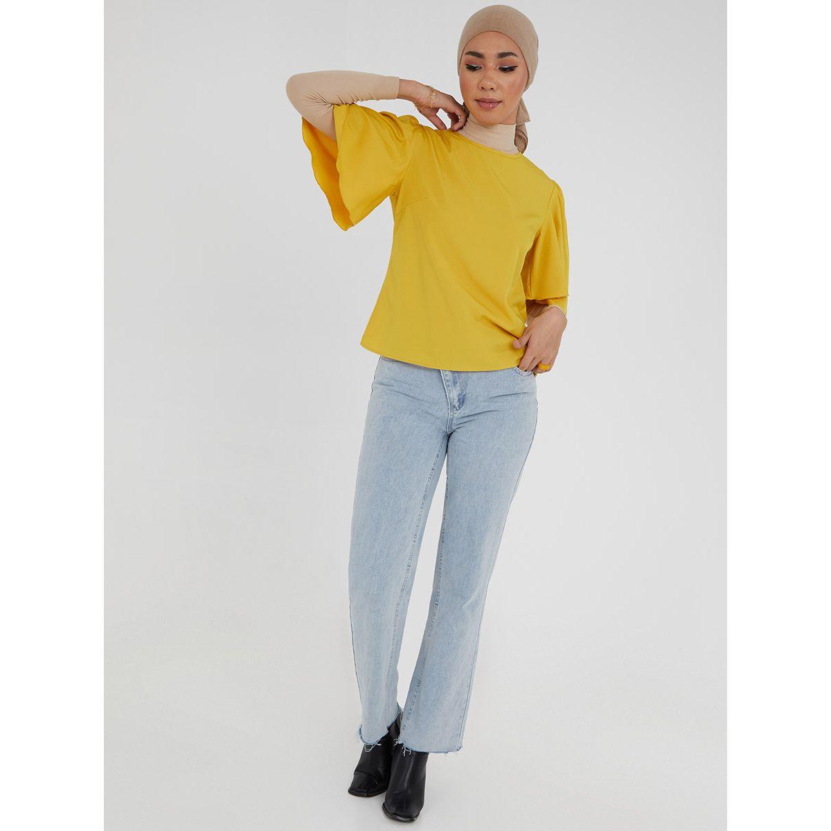 Styli Wide Short Sleeves Round Neck Blouse-women-clothing-shirtsandblouses-blouses-image-2