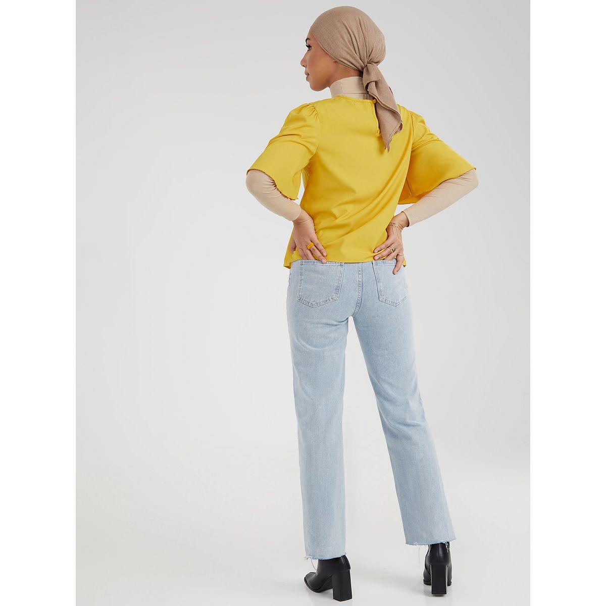 Styli Wide Short Sleeves Round Neck Blouse-women-clothing-shirtsandblouses-blouses-image-4